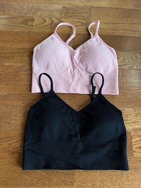 Zella Black and pink Ribbed Bralettes - 2-Pack